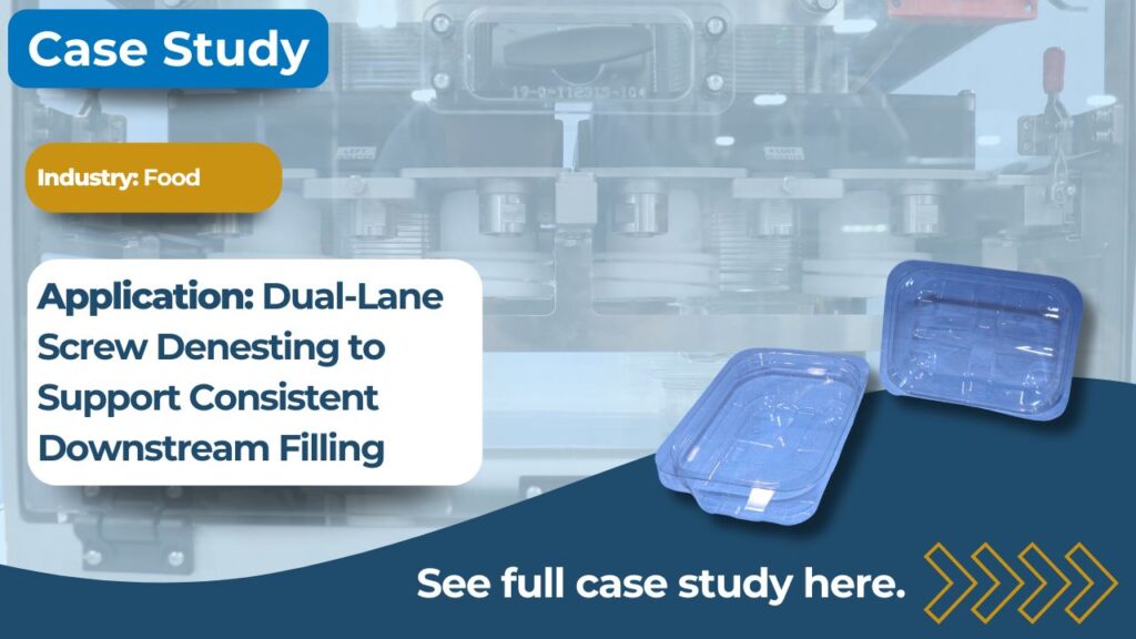Dual-Lane Screw Denesting to Support Consistent Downstream Filling