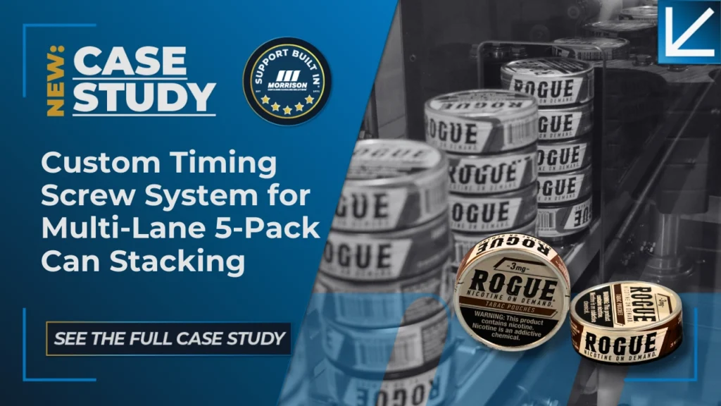 Custom Timing Screw System for Multi-Lane 5-Pack Can Stacking