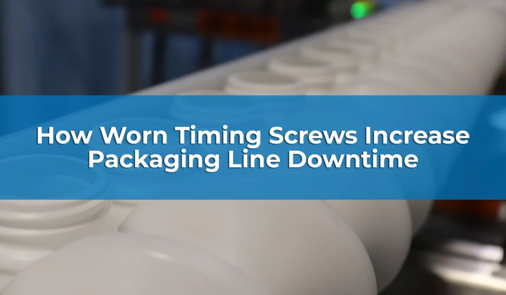 A white timing screw with white containers in the pockets
